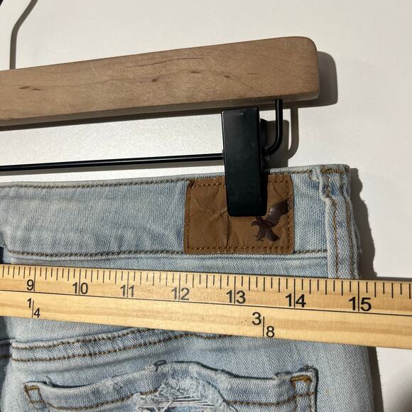 American Eagle Super Stretch Distress Low Rise Jegging Two Toned Jeans Size 8 - Picture 5 of 7